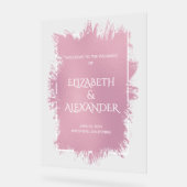 シックなピンクスプラッシュ結婚の歓迎 アクリルサイン (傾斜)