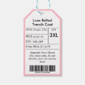 シックなピンクスモールビジネスロゴ衣料品価格ラベル ギフトタグ (正面)