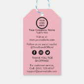 シックなピンクスモールビジネスロゴ衣料品価格ラベル ギフトタグ (裏面)