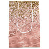 シックなピンクゼブラプリントグリッツ ミディアムペーパーバッグ (裏面)