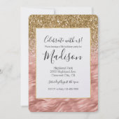 シックなピンクゼブラプリントグリッツ 招待状 (正面)