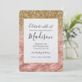 シックなピンクゼブラプリントグリッツ 招待状 (スタンド正面)