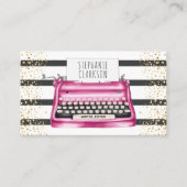 シックなピンクタイプライターエディター作家 名刺 (正面)
