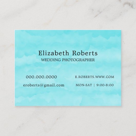 シックなピンクティール（緑がかった色）フローラカメラ結婚のフォトグラファー 名刺 (裏面)