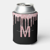 シックなピンクドリッピンググリッターモノグラム名 缶クーラー (缶裏面)