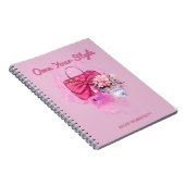 シックなピンクハンドバッグ&フローラデザイン ノートブック (右側)