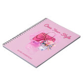 シックなピンクハンドバッグ&フローラデザイン ノートブック (左側)