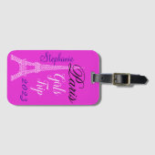 シックなピンクパリエッフェルタワーガールズトリップ ラゲッジタグ (正面横)