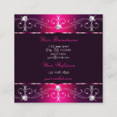 シックなピンクパープルバーガン華美オーナメントにフォートを追加 スクエア名刺 (裏面)