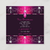 シックなピンクパープルバーガン華美オーナメントモノグラム スクエア名刺 (裏面)