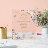 シックなピンクパープルフローラキンセアニェラバードリンク アクリルサイン (ウェディング)