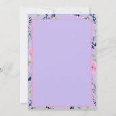 シックなピンクパープルフローラフレーム結婚式招待状 (裏面)