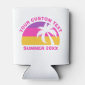 シックなピンクパームツリーカスタムビーチパーティー 缶クーラー (裏面)