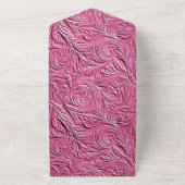 シックなピンクフェイクレザー オールインワン招待状 (外側)