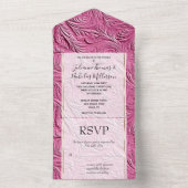 シックなピンクフェイクレザー オールインワン招待状 (内側)