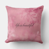 シックなピンクフェミニンフローラレース クッション (正面)