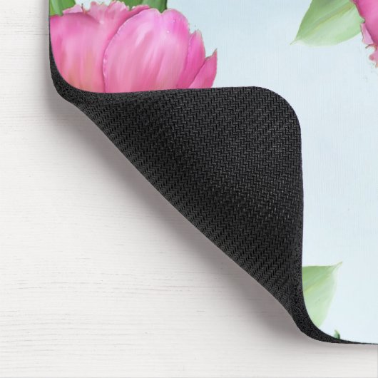 シックなピンクフローラウォーターシンプルカラーガーデンブーケ マウスパッド (コーナー)