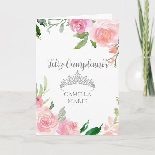 シックなピンクフローラシルバーティアラフェリズクンプレーニョ カード (正面)