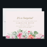 シックなピンクフローラバラサプライズ誕生日パーティー 招待状<br><div class="desc">シックなピンクのフローラバラサプライズ誕生日パーティーの招待</div>