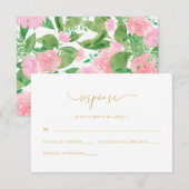 シックなピンクフローラプリントRsvp応答 出欠カード (正面/裏面)