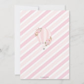 シックなピンクフローラホットエアバルーンベビーシャワー サンキューカード (裏面)