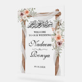 シックなピンクフローラムスリムイスラム系アラビアパーティー アクリルサイン (傾斜)