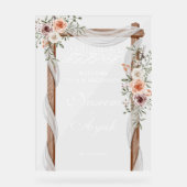 シックなピンクフローラムスリムイスラム系アラビアパーティー アクリルサイン (正面)