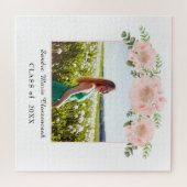 シックなピンクフローラ卒業ホワイトクラス2021 ジグソーパズル (横)