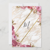 シックなピンクフローラ金ゴールド大理石卒業パーティー 招待状 (裏面)