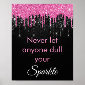 シックなピンクブラックグリッタースパークルやる気を起こさせる ポスター (正面)