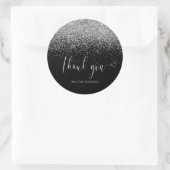 シックなピンクブラックシルバーグリッターありがとう ラウンドシール (バッグ)