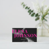 シックなピンクブラックメイクアップアーティストQRコード 名刺 (スタンド正面)