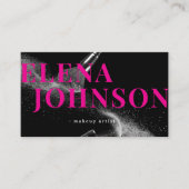 シックなピンクブラックメイクアップアーティストQRコード 名刺 (正面)