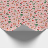 シックなピンクベージュクリスマスラッピング紙エレガント- ラッピングペーパー (角)