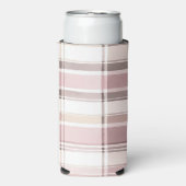 シックなピンクホワイトクリームプレイドストライプ スリム缶クーラー (Seltzer正面)