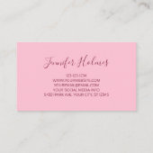 シックなピンクホワイトストライプフローラ 名刺 (裏面)