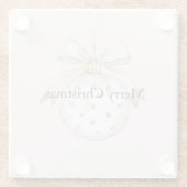 シックなピンクホワイトドットボウオーナメントクリスマス ガラスコースター (裏面)