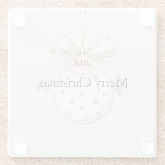 シックなピンクホワイトドットボウオーナメントクリスマス ガラスコースター (裏面)