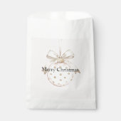 シックなピンクホワイトドットボウオーナメントクリスマス フェイバーバッグ (正面)