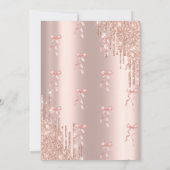 シックなピンクボウバラ金ゴールドドリップベビーシャワー 招待状 (裏面)