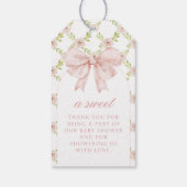 シックなピンクボウフローラベビーガールシャワーサンキュー ギフトタグ (裏面)