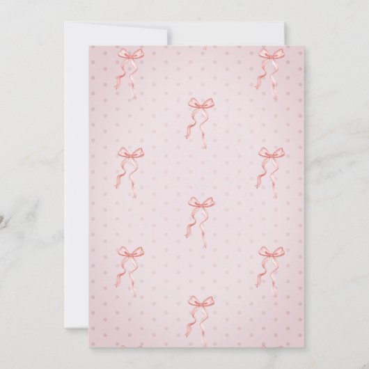 シックなピンクボウ点々のあるベビーシャワー 招待状 (裏面)