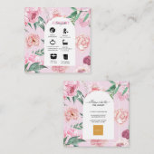 シックなピンクボホトロピカルボヘミアンウォーターフローラ スクエア名刺 (正面/裏面)