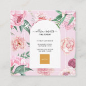 シックなピンクボホトロピカルボヘミアンウォーターフローラ スクエア名刺 (裏面)