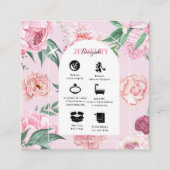 シックなピンクボホトロピカルボヘミアンウォーターフローラ スクエア名刺 (正面)