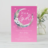 シックなピンクボホパンパスグラスムーンベビーシャワー 招待状 (スタンド正面)