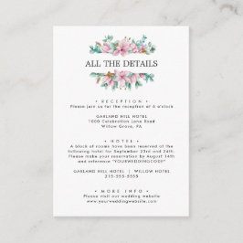 シックなピンクマグノリア結婚の詳細の向き エンクロージャーカード