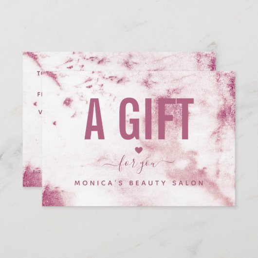 シックなピンクマーブルエレガントグラム美しいサロンモダン (正面/裏面)