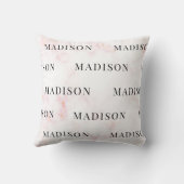 シックなピンクマーブル名前をカスタムするパターン クッション (裏面)