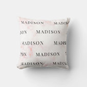 シックなピンクマーブル名前をカスタムするパターン クッション (正面)